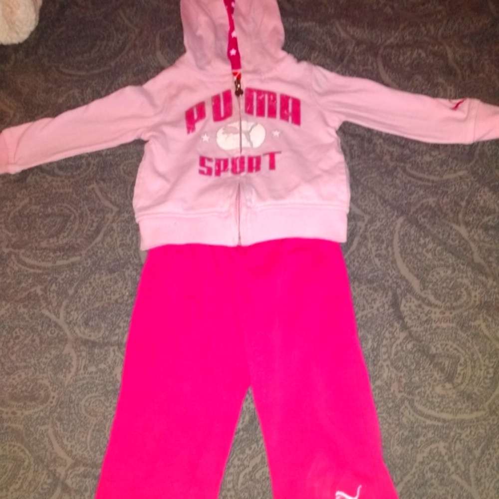 Light pink and dark pink 12 month Puma outfit